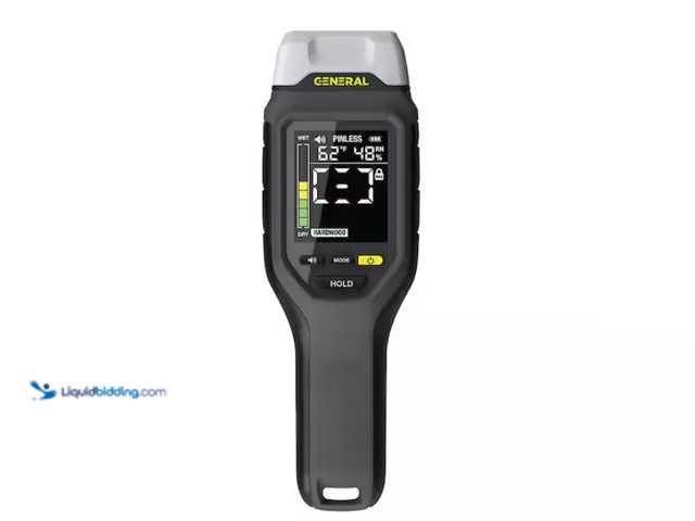 Lot 49-1574850 - General Tools 2-in-1 Pin and Pin less Moisture Meter with Backlit Display for Wood, Drywall, and Bui...