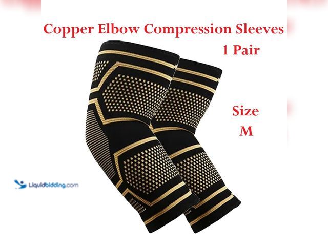 Lot 49-5492805 - Lot of 1 Pair of Copper Elbow Compression Sleeves Size Medium - NEW - Made from Copper Infused Nylon...