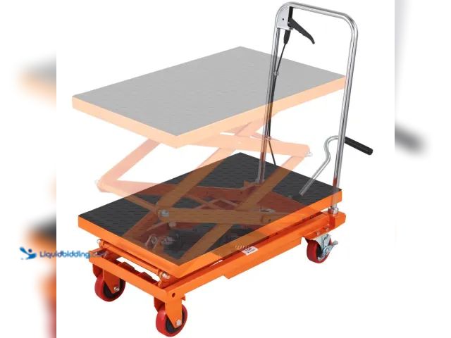 Lot 49-1539022 - VEVOR Hydraulic Lift Table Cart, 330lbs Capacity 50" Lifting Height, Manual Double Scissor Lift Tabl...