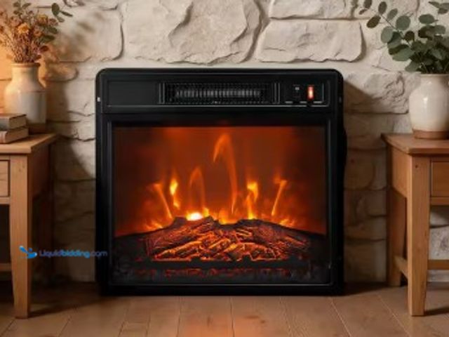 Lot 49-2025045 - Crosley Furniture 18 in. Electric Fireplace with Three Flame Levels, Timer, and Overheat Protection,...