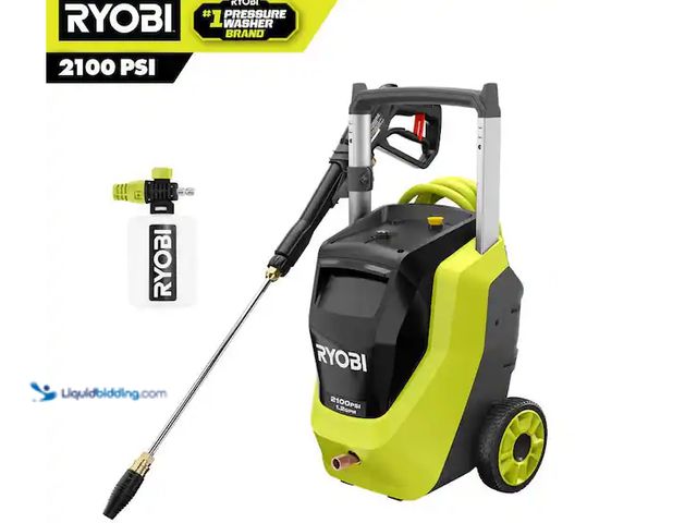 Lot 49-5545364 - RYOBI
2100 PSI 1.2 GPM Cold Water Corded Electric Pressure Washer with Foamer, Unused with attachme...