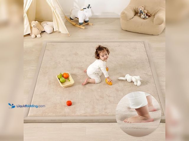 Lot 49-5446715 - ASIN: B0DK378MT7 1.3" Thick Baby Play Mat for Floor, 79x118 Large Foam Tummy Time Mat, Padded Suppor...