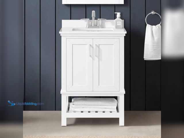 Lot 49-2024580 - Home Decorators Collection Tupelo 24 in. Single Sink Freestanding White Bath Vanity with White Engin...