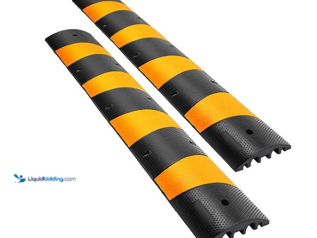 Lot 49-3463434 - Happybuy 2pcs 6 Feet Rubber Driveway Modular Heavy Duty Speed 72.4 x 12 x 2.4 Inch Cable Protector R...