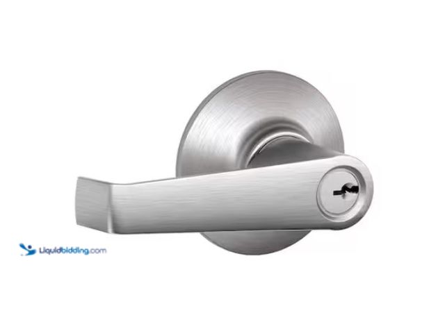 Lot 49-3433474 - Lot of (4) Schlage Elan Satin Chrome Light Commercial Keyed Entry Door Handle, Model # F51CS V ELA 6...