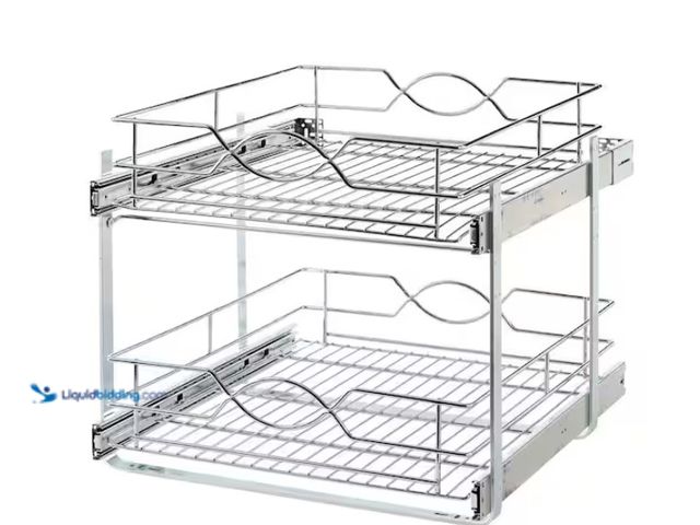 Lot 49-1566586 - Home Decorators Collection 20 in. Double Tier Wire Pull-Out Basket, Model # HDR-DBMUB-20-CH, New, Fa...