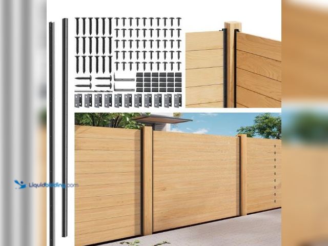 Lot 49-1517004 - Hulave 2-Pack 6FT U-Shaped Metal Fence Posts (H: 68″), No-Dig Hard Surface Mount for Privacy Fences,...