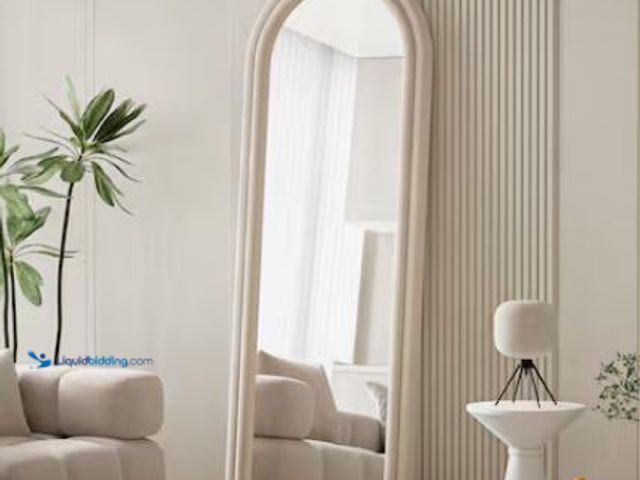 Lot 49-1569091 - BEAUTYPEAK 24-in W x 63.0-in H Arch White Framed Full Length Floor Mirror, Model #LS-RBGXRE-2463-WH,...
