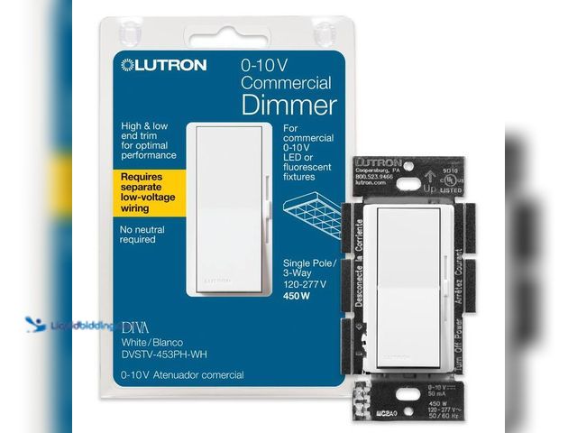 Lot 49-5406782 - Lutron Diva Dimmer Switch for 0-10V LED/Fluorescent Fixtures, 3.75-Amp, Single-Pole or 3-Way, White ...