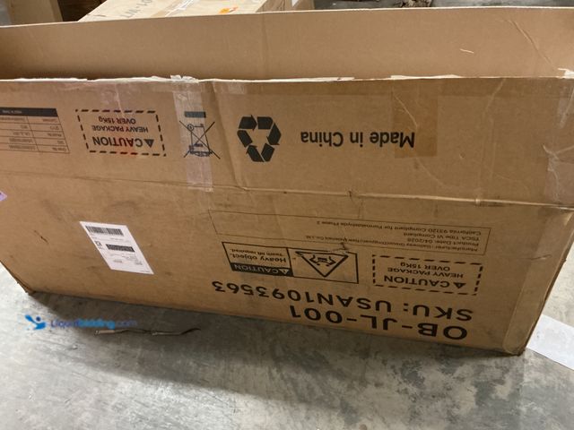 Lot 49-5572542 - tambour door tv stand, brown. Unused