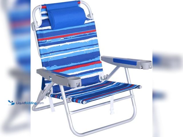 Lot 49-5543387 - SUNNYFEEL Extra Wide Low Beach Chair 5 Position Lay Flat 500 LBS Heavy Duty, XL Oversized Portable F...