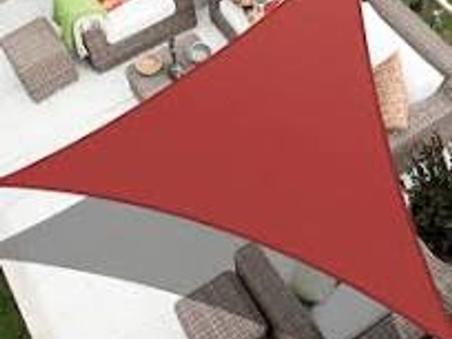 Lot 49-5411552 - KAMEA KENNA 32' x 32' x 32' Sand Triangle Sun Shade Sail Outdoor Canopy UV Block Awning, Red. Unused