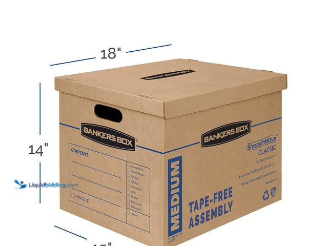 Lot 49-5554124 - Bankers Box 8-Pack Medium Classic Moving Boxes with Reinforced Handles | Make packing faster with me...