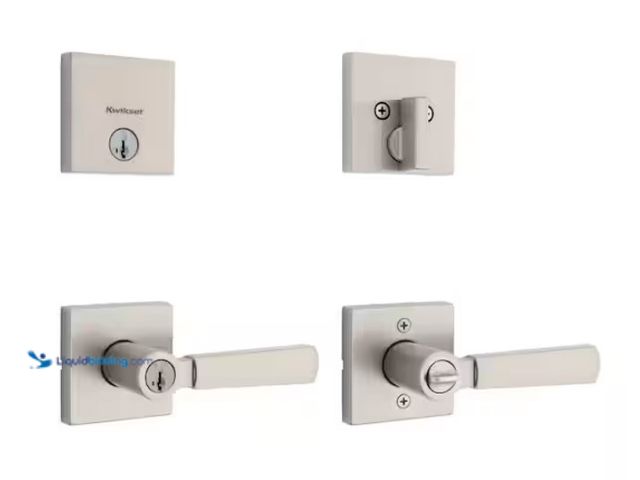 Lot 49-1567827 - Kwikset Perth Keyed Entry Handle and Single Cylinder Deadbolt Combo Pack featuring Smart Key Securit...