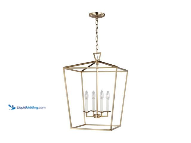 Lot 49-5435994 - Generation Lighting Dianna 4-Light Satin Brass Medium Hanging Pendant Unused (attachment and hardwar...