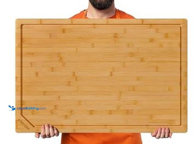 Lot 49-1517546 - 30 Inch Extra Large Bamboo Cutting Boards for Kitchen, Wood Cutting Board with Deep Juice Groove and...