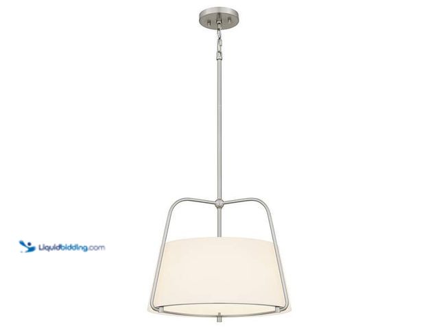 Lot 49-3564231 - DSI LIGHTING
Corbin 3-Light Brushed Nickel Shaded Pendant Light with White Opal Glass Shade Unused