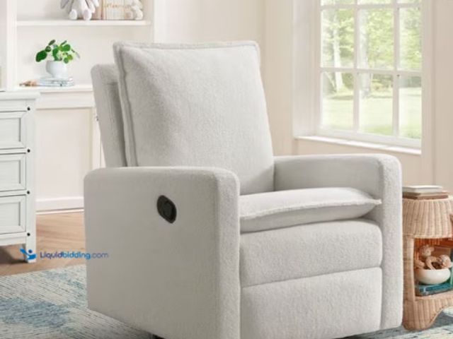 Lot 49-2026179 - Soho Baby Coventry Upholstered Glider Recliner Rocking Chair, Green Guard Gold Certified, 360° Swive...