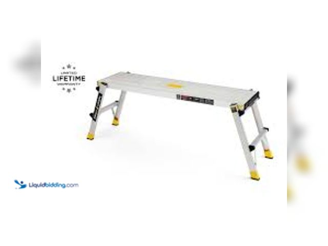 Lot 49-1629075 - Gorilla Ladders 4 ft. x 12 in. x 20 in. Aluminum Slim-Fold Work Platform, 300 lbs. Load Capacity, Mo...
