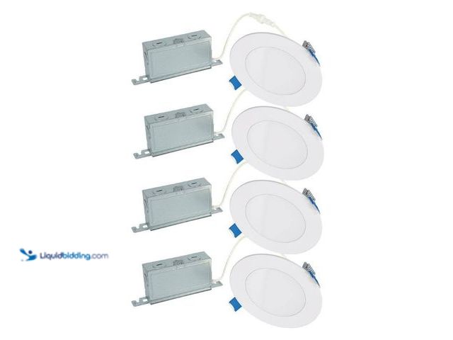 Lot 49-5552823 - HALO
HLBSL 4 in. Adjustable Canless Integrated LED Recessed Light, 600 Lumens, 5CCT, White (4-Pack)...