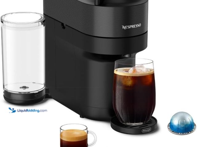 Lot 49-3531864 - Nespresso Vertuo Pop+ Coffee and Espresso Machine by De'Longhi, Liquorice Black. Model: B0DVD67F76. ...