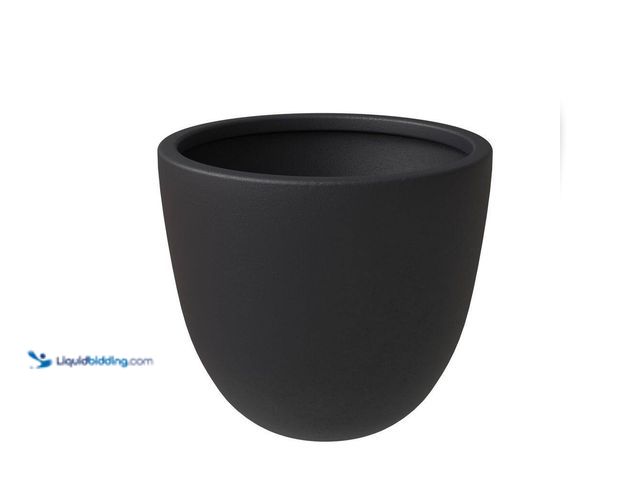 Lot 49-5437982 - Leisuremod Dahlia Modern 21.5 in. Black Fiberstone and Clay Tapered Round Planter for Indoor and Out...