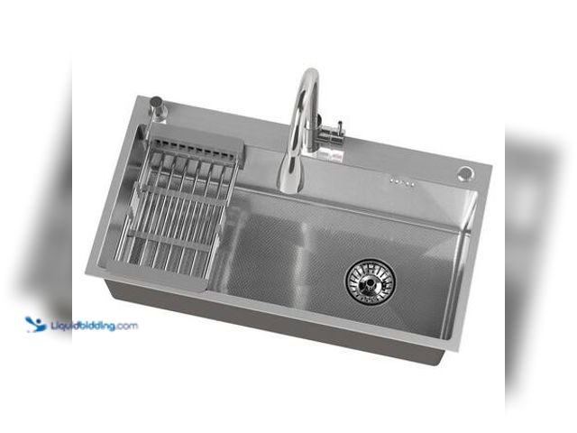 Lot 49-5541555 - QATSPACE DESIGNS INC 30 in. Drop-In/Undermount Single Bowl 16 Gauge Silver Stainless Steel Kitchen S...
