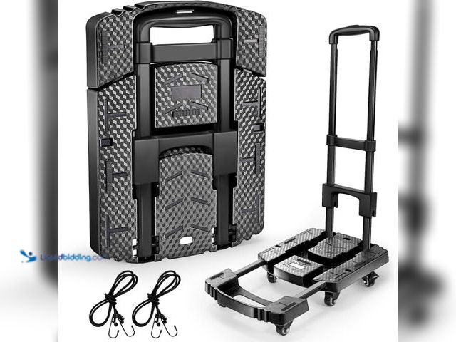 Lot 49-5437506 - Folding Hand Truck 500lbs, Portable Heavy Duty Dolly Cart, 6 Wheels Collapsible Luggage Cart with 2 ...