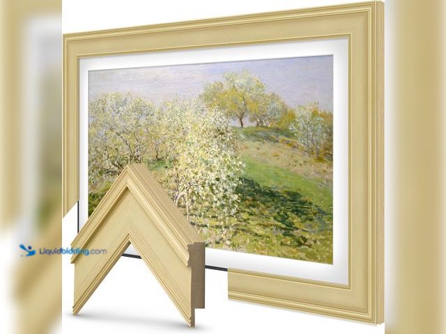 Lot 49-3536412 - Antique White 65" Premiere Deco TV Frame - Compatible ONLY with Samsung The Frame TV and Pro TVs (Fi...