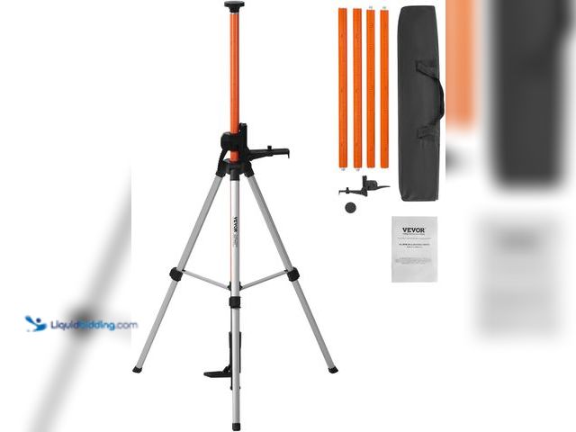 Lot 49-3565456 - VEVOR Laser Level Tripod, 1/4"-20 & 5/8"-11 Thread Mount, 40.94-133.85 inch Height Adjustment with L...