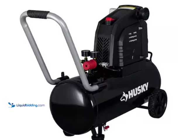 Lot 49-2004500 - Husky 8 Gal. 150 PSI Portable Electric Oil-Free Horizontal Hotdog Air Compressor with Rubber Wheels ...
