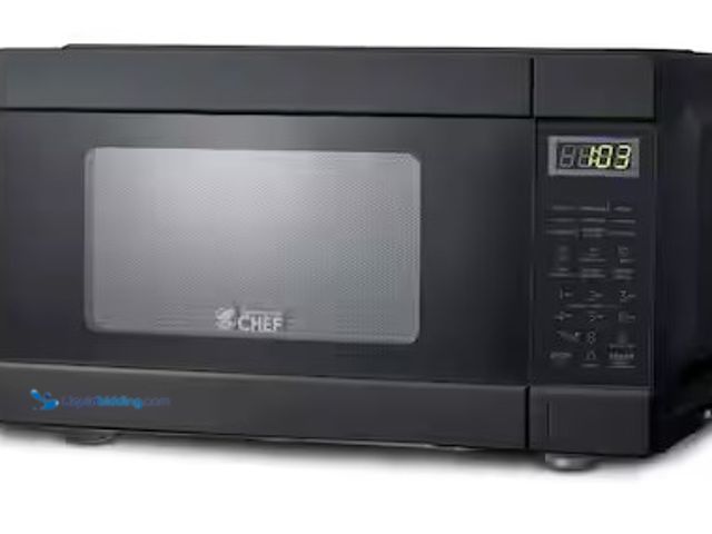 Lot 49-3639295 - Commercial Chef 0.9-Cu/Ft Countertop Microwave, Black, Model: CHM990B, Unused, Has Attachments, Powe...