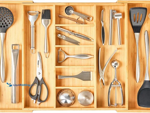 Lot 49-5437952 - Umilife Extra Large Expandable Kitchen Drawer Organizer for Utensil and Junk, 19" Deep for Big Drawe...