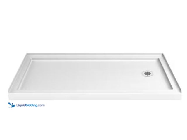 Lot 49-1624725 - DreamLine Slim Line 42 in. L x 60 in. W Alcove Single Threshold Shower Pan Base with Right Drain in ...