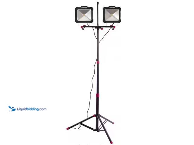 Lot 49-3614335 - Husky 10,000-Lumen Twin-Head LED Work Light, Model # K40189, Slightly used, Scuffs/Scratches, Powers...