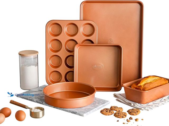 Lot 49-5486601 - Gotham Steel Non Stick Ceramic Bakeware Set, 5 Piece No Warp & Dishwasher Safe Baking Set, Baking Pa...