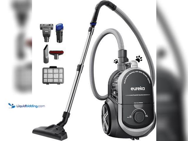 Lot 49-3565914 - Eureka Bagless Canister Vacuum Cleaner, Lightweight Vac for Carpets and Hard Floors, Silver with Bla...