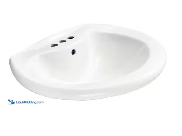 Lot 49-1547758 - Glacier Bay Shelburne 8.2 in. Pedestal Sink Basin in White Vitreous China, Model # F-300-4W, Unused....