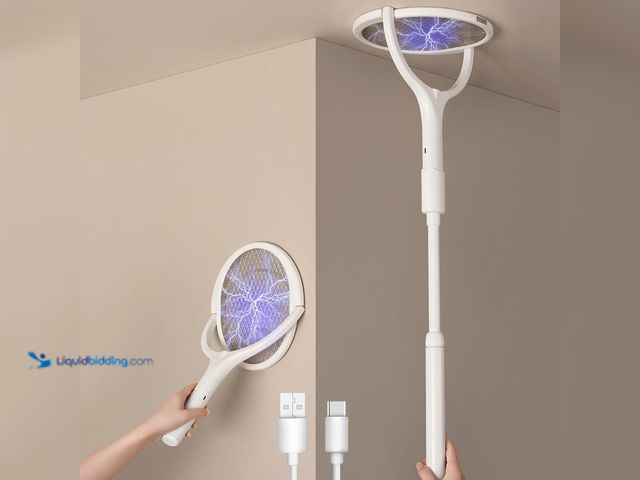 Lot 49-5435873 - GeckoMan Rotating Head Electric Fly Swatter Racket Rechargeable Bug Zapper Racket Bug Zapper Indoor ...
