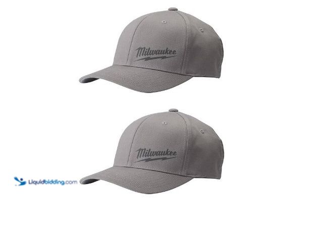 Lot 49-3616517 - (2-Pk) Milwaukee Large/Extra Large Gray Fitted Hat - Unused Model # 1005144551