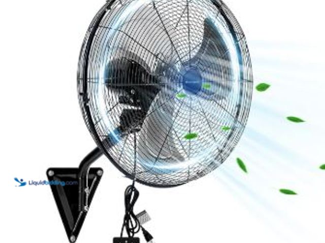 Lot 49-5436101 - Wall Mount Fan Oscillating, Industrial Heavy Duty Metal 3 Speed Fan, 20 Inch High Velocity Adjustabl...