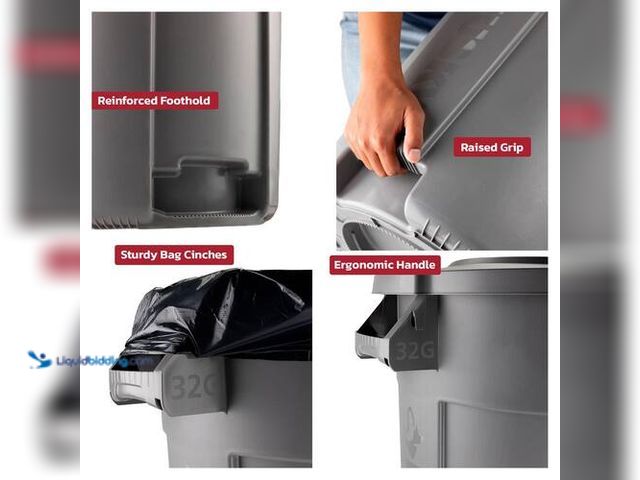 Lot 49-5488368 - Husky 32 gal. Grey Heavy Duty Commercial Outdoor Trash Can. Model # 999-2532. Unused NO Lid