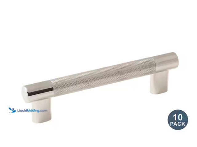 Lot 49-2026132 - Amerock 10-Pack Esquire 5 1/16 in.  128 mm  Polished Nickel/Stainless Steel Drawer Pulls, Model # BP...