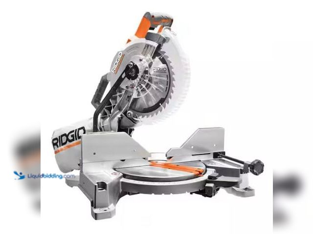 Lot 49-1569635 - RIDGID 15 Amp 10 in. Corded Dual Bevel Miter Saw with LED Cut Line Indicator, Model # R4113, Used, W...