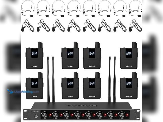 Lot 49-5437693 - TONOR Wireless Microphones System with 8x12 Channels Headset/Lavalier Lapel Mics, Bodypack Transmitt...