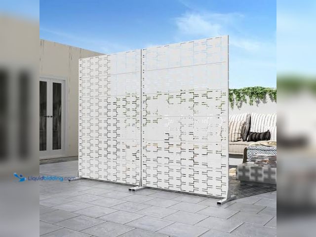 Lot 49-5553057 - Lumioca 46.8 in. W x 71.37 in. H White Brick Shape Galvanized sheet Outdoor Private Screen Decorativ...
