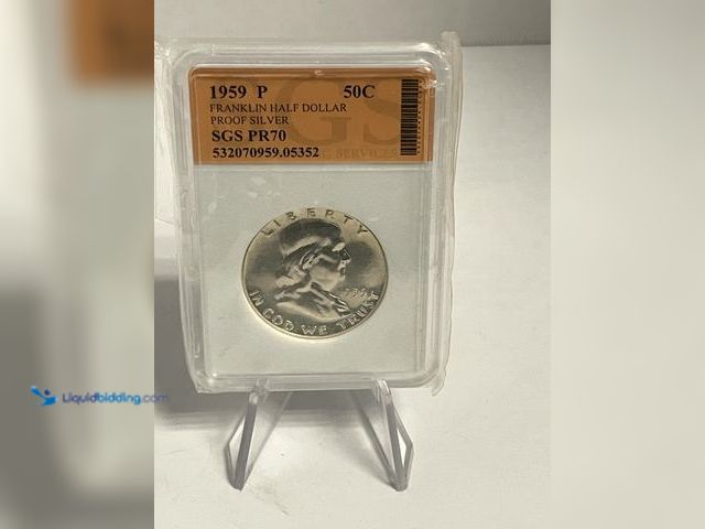 Lot 49-910562 - Certified 1959 Franklin Half Dollar Proof struck in 90% silver and encapsulated by SGS with a PR70 g...