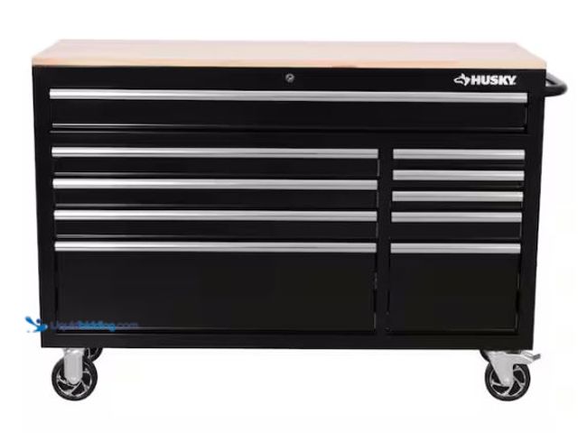 Lot 49-1518504 - Husky Modular Tool Storage 52 in. W x 20 in. D Standard Duty Black Mobile Workbench Cabinet Model # ...