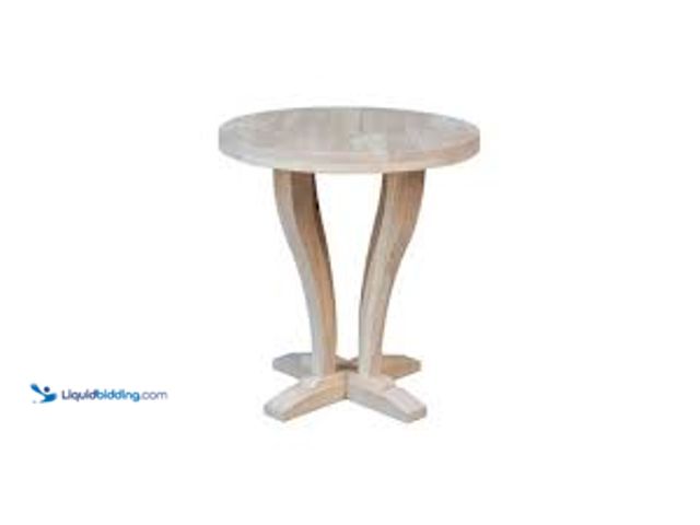 Lot 49-3538848 - Lacasa Solid Wood Round End Table Unfinished - International Concepts. Model #727506742271. Unused w...