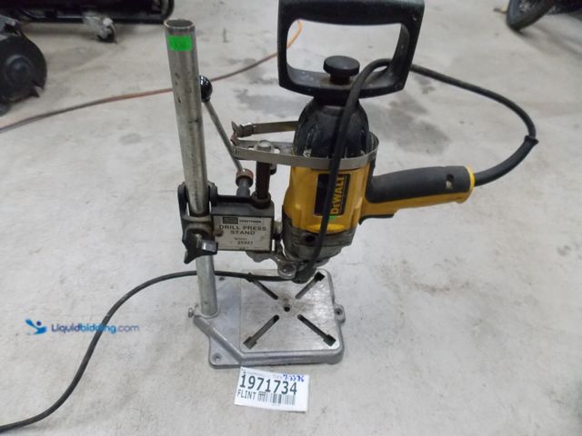 Lot 49-1971734 - 2 Sears Craftsman/ Dewalt 25921/ DW130V Electric Powered Drill Press Stand With Drill Sears Craftsma...